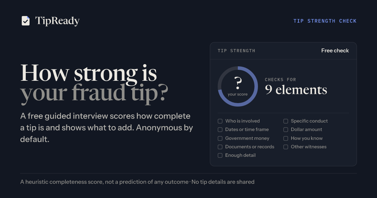Share card: how strong is your fraud tip? A free check of nine key elements.